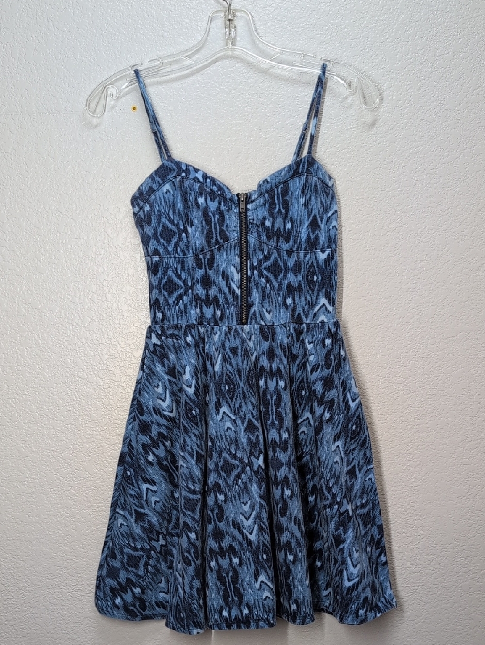 Aeropostale👗/Woman/ Blue Patterned Spaghetti Straps Dress with Zipper/Size:Med,